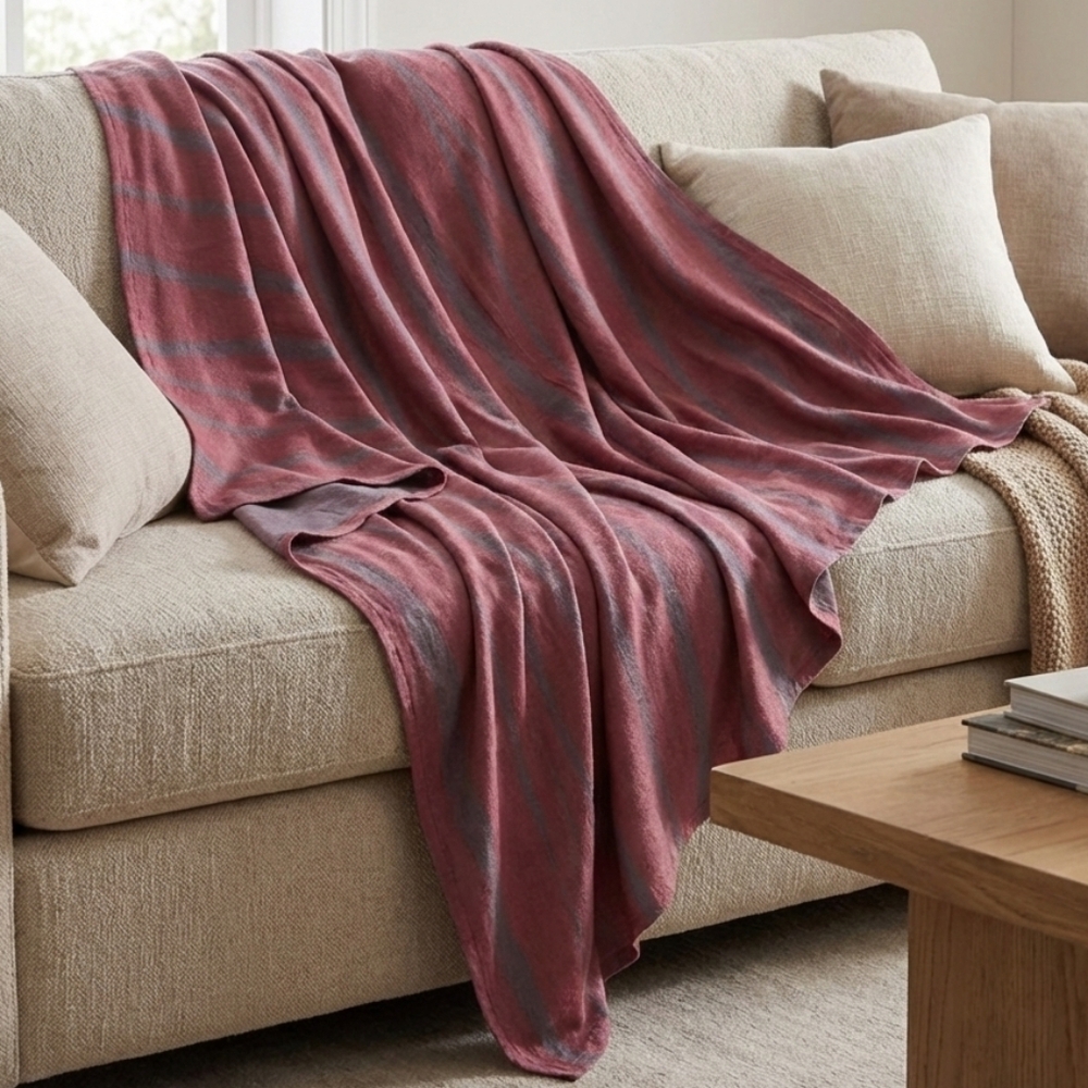 Goldwin Turkish Airlines Business Class Flannel Throw Blanket Striped Or Scarf